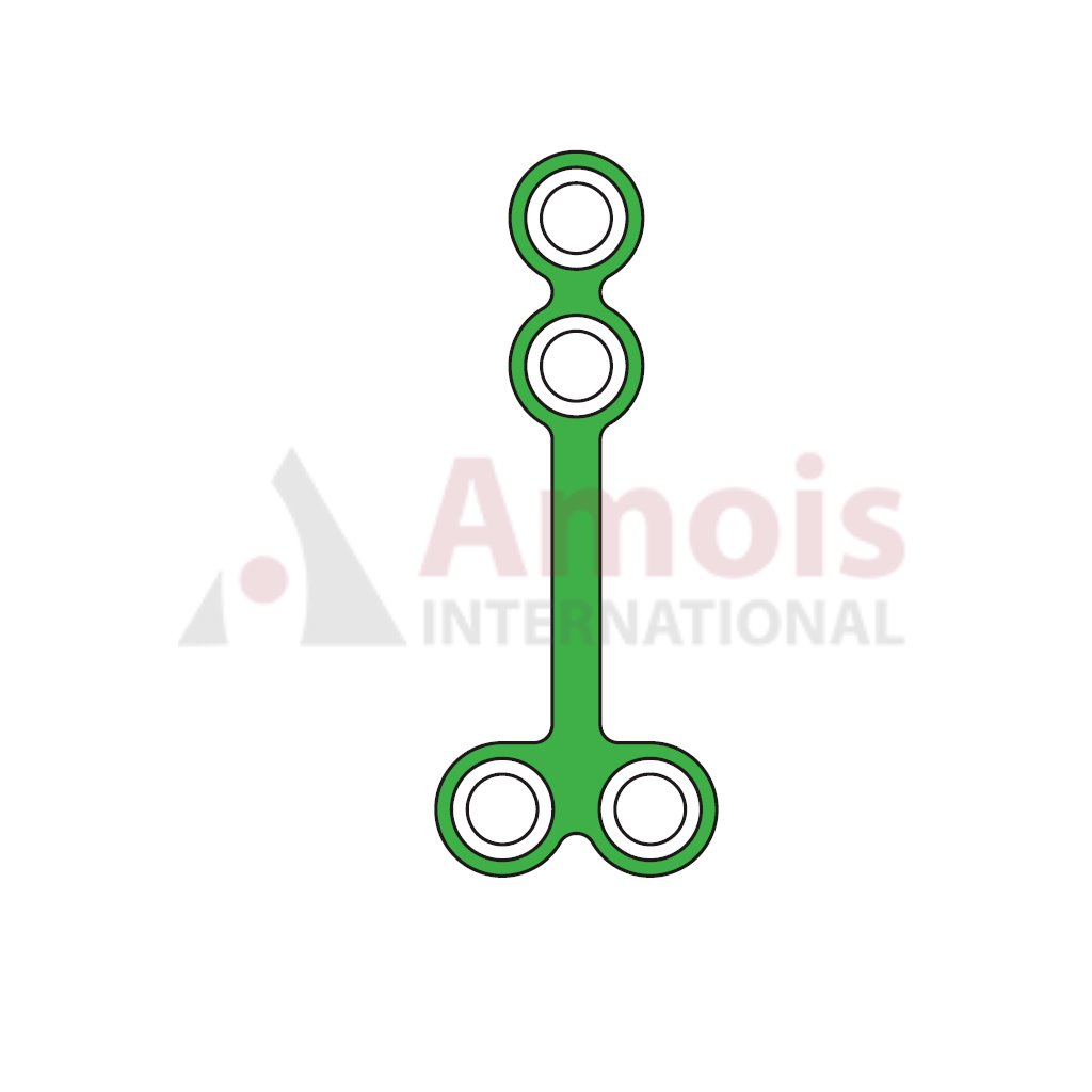 Medium T-Plate 1.6 mm, Titanium, 4 Holes, 12.0mm Web, Narrow, Profile 0.6mm, P=5 Pieces