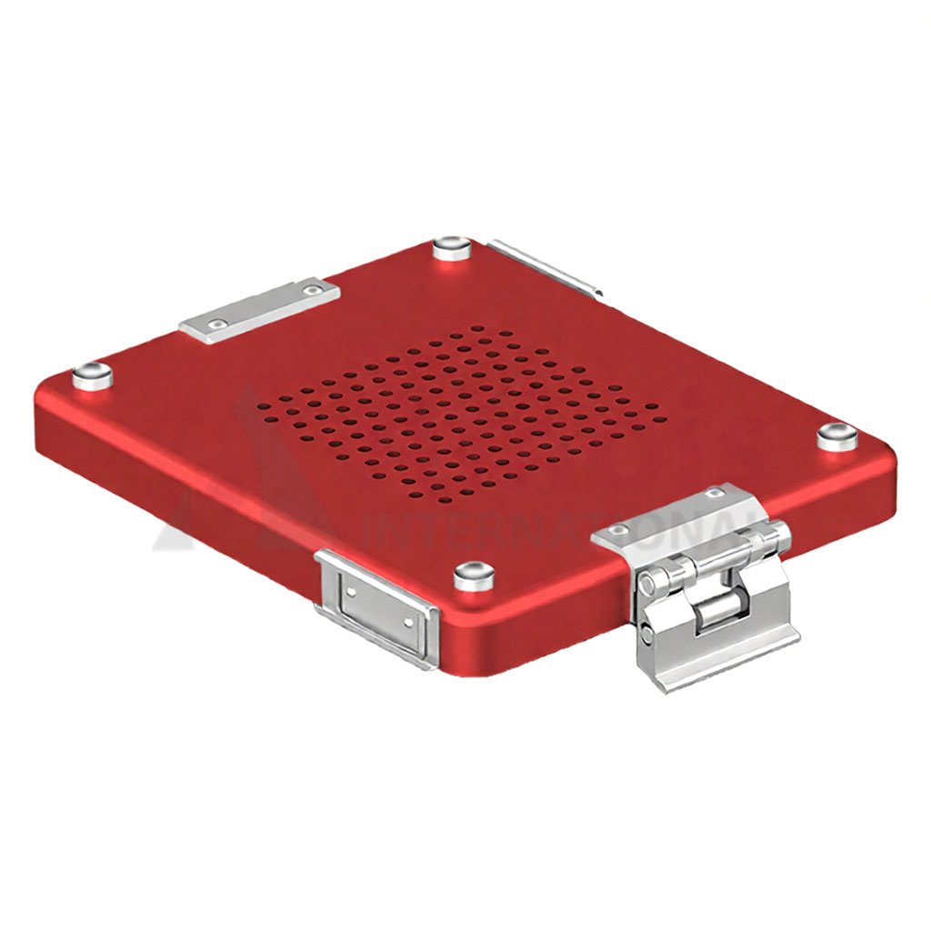 Lid for Dental-Container, red perforated, 232x174mm