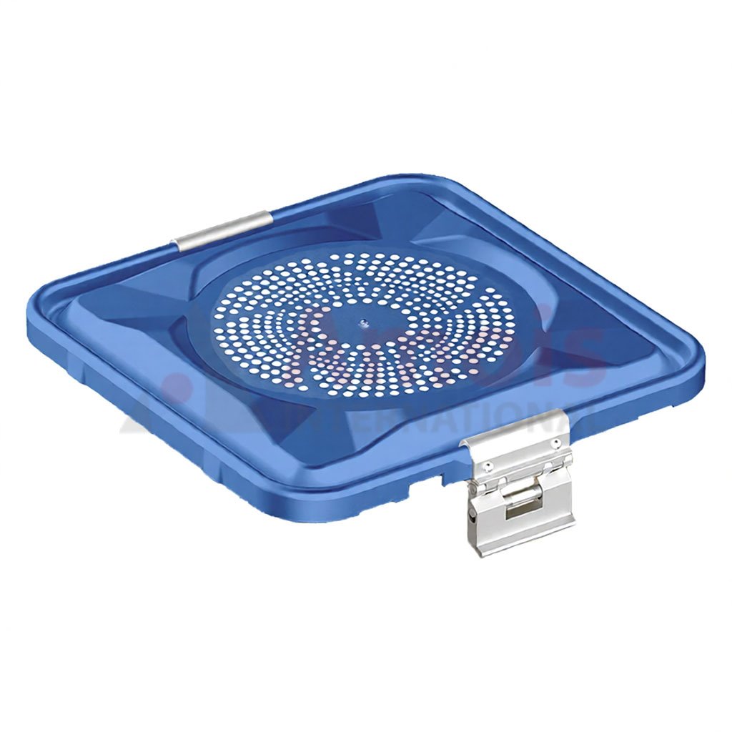 Lid For Sterilization Container, Blue Lid Perforated, 295x280 Mm