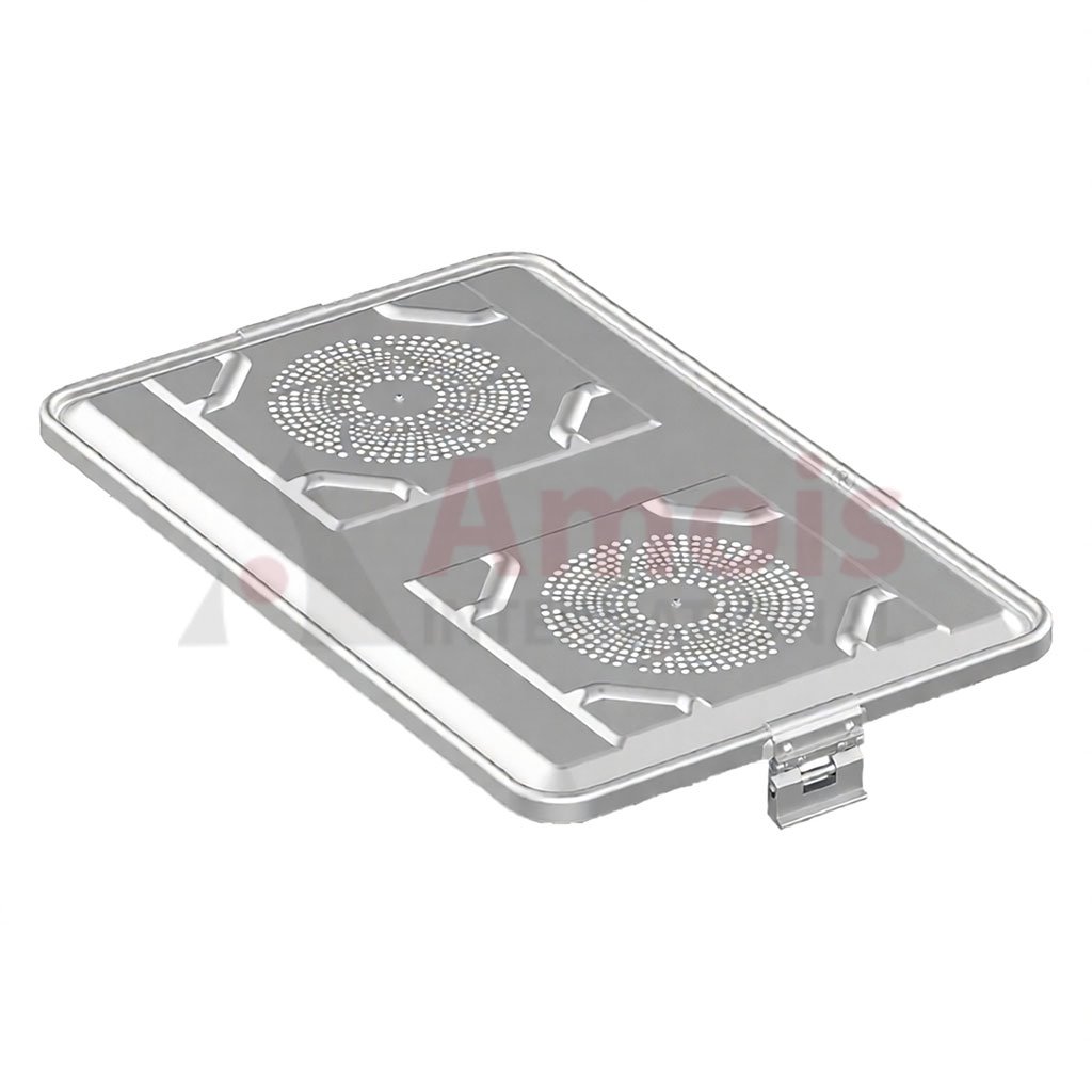 Lid for Sterilization Container, silver perforated, 583x370 mm