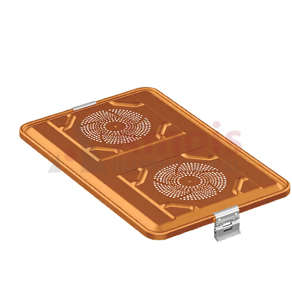 Lid for Sterilization Container, yellow perforated, 583x370 mm