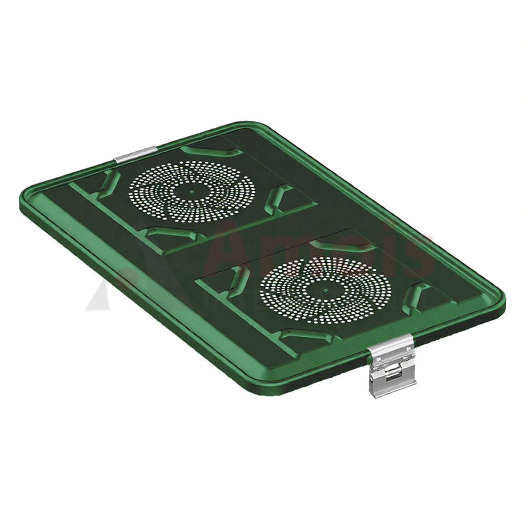 Lid for Sterilization Container, green perforated, 583x370 mm