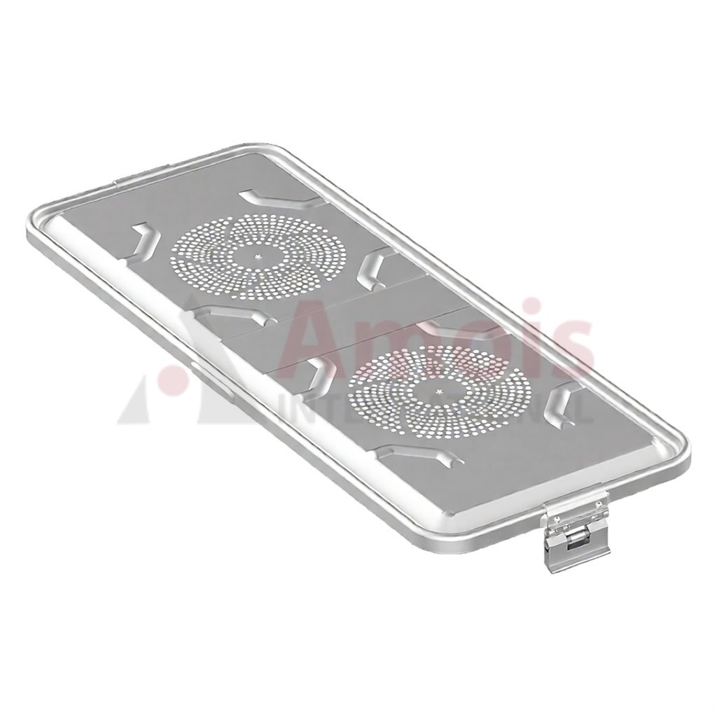 Lid for Sterilization Container, Silver Perforated, 730x285 mm