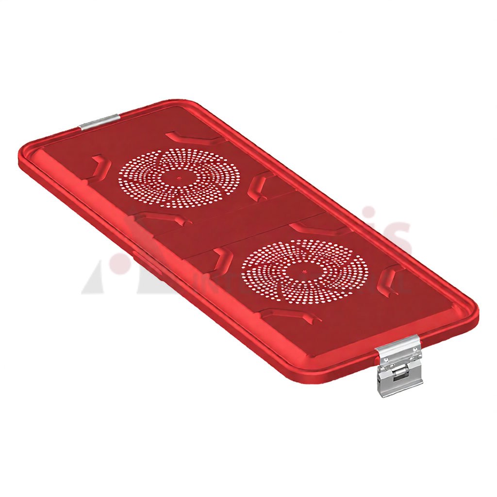 Lid for Sterilization Container, Red Perforated, 730x285 mm