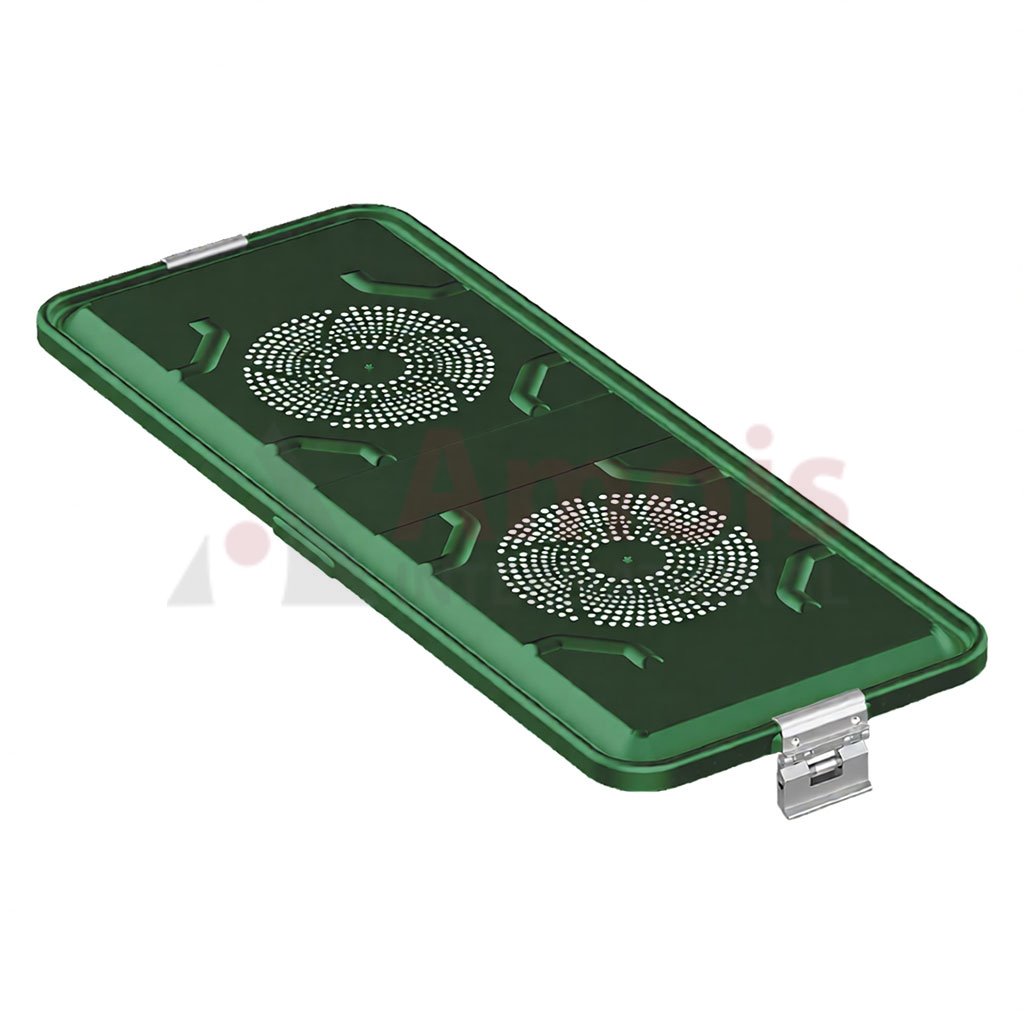 Lid for Sterilization Container, Green Perforated, 730x285 mm