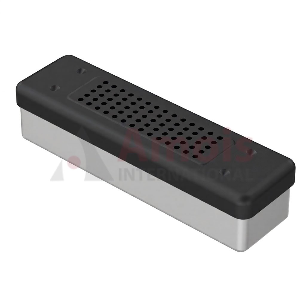 Scope-Sterilization Container Black, outside 260x70x60mm Lid perforated - Bottom perforated