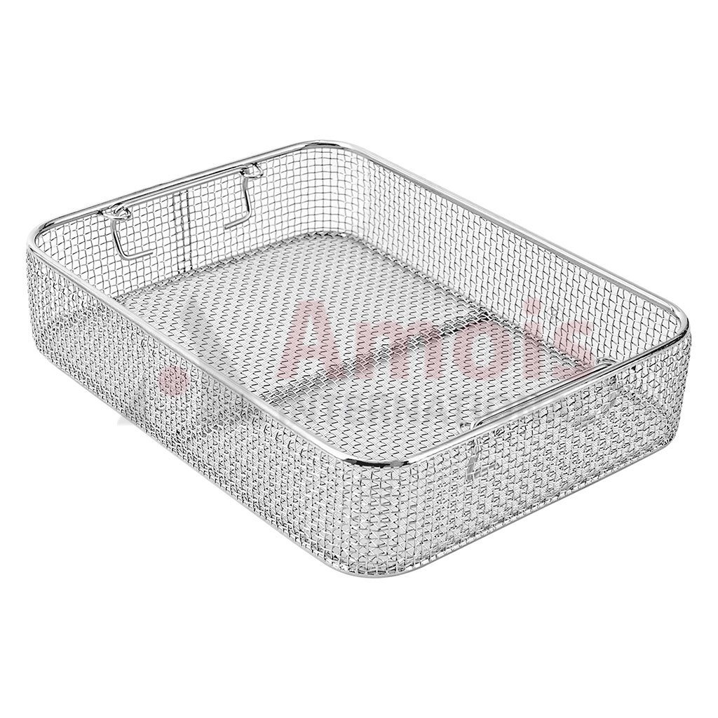 Wire Basket, with drop handle, plain wire mesh, stackable
