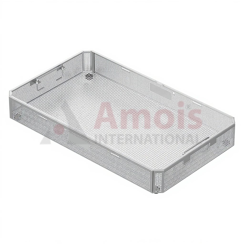 Wire Basket, with drop handle, perforated sheet stackable