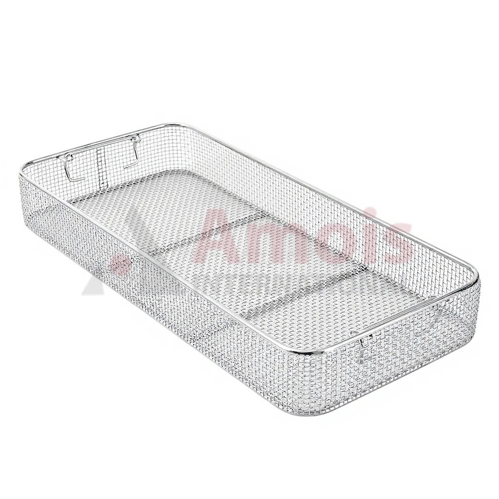 Wire Basket, with drop handle, plain wire mesh, stackable