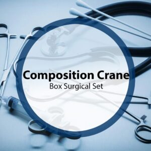 Composition Crane surgical instrument set including stainless steel forceps, clamps, screws, and specialized tools for orthopedic and trauma surgery procedures.
