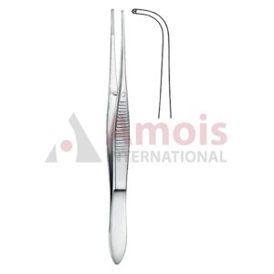 Forceps Delicate Strong Curved 1x2 Teeth. 9.5cm