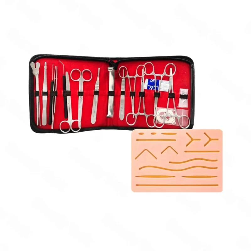 Amois International suture practice kit with silicone pad, sutures, and surgical tools for medical training