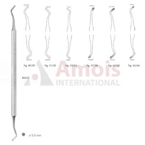 Black Cutting Instrument Double End With Octagonal Handle Fig.49/50-Fig.63/64