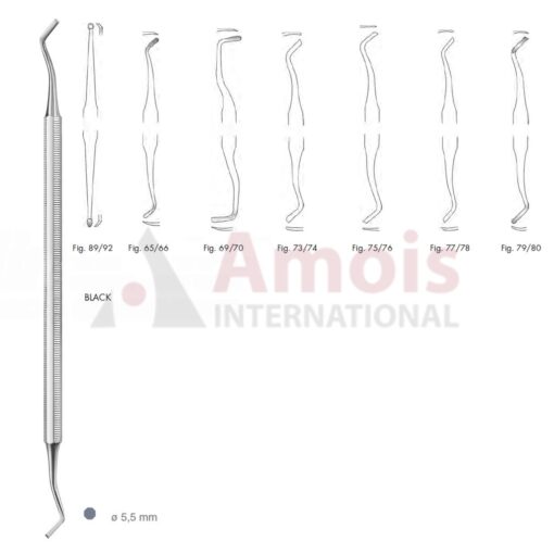 Black Cutting Instrument Double End With Octagonal Handle Fig.65/66-Fig.89
