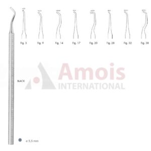 Black Cutting Instrument Single End With Octagonal Handle Fig.3-38