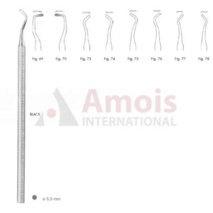 Black Cutting Instrument Single End With Octagonal Handle Fig.69-78