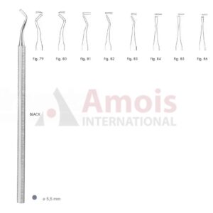 Black Cutting Instrument Single End With Octagonal Handle Fig.79-86
