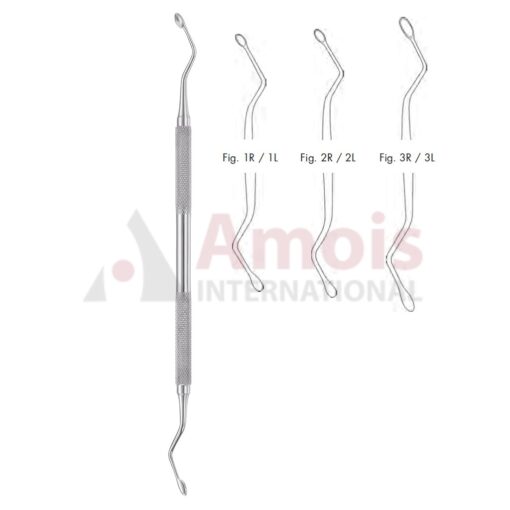 Hemingway Double Ended Bone Curette 17cm (6 3/4"), OvaL, With Round Hollow Handle