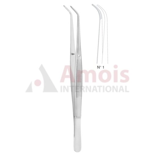 London-College Dental Tweezer No. 1, 15cm (6"), Curved, Diamond Coated Jaws