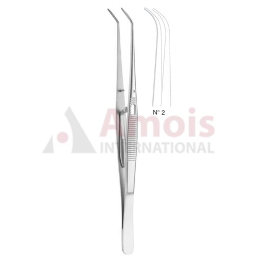 London-College Dental Tweezer No. 2, 15cm (6"), Curved, With Lock
