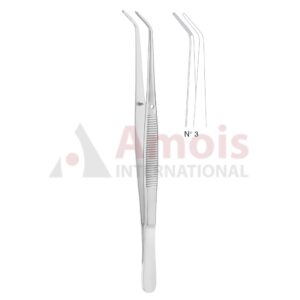 London-College Dental Tweezer No. 3, 15cm (6"), Angled, Diamond Coated Jaws