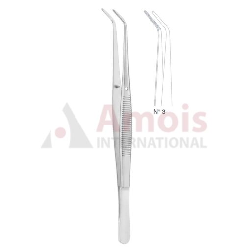 London-College Dental Tweezer No. 3, 15cm (6"), Angled, Diamond Coated Jaws