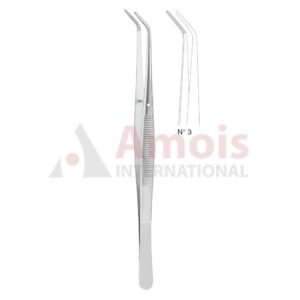 London-College Dental Tweezer No 3, 15cm (6"), Angled