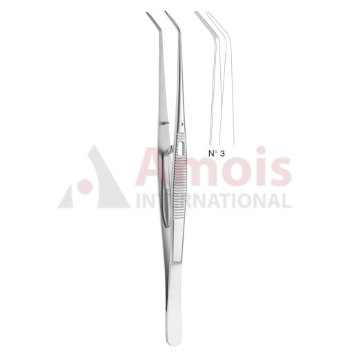 London-College Dental Tweezer No. 3, 15cm (6"), Angled, With Lock