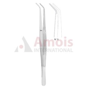 London-College Dental Tweezer No. 5, 15cm (6"), Angled, Diamond Coated Jaws