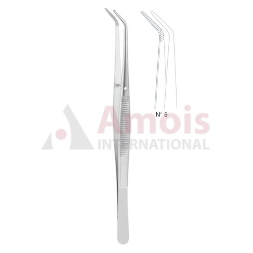 London-College Dental Tweezer No. 5, 15cm (6"), Angled