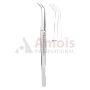 London-College Dental Tweezer No. 6, 15cm (6"), Angled