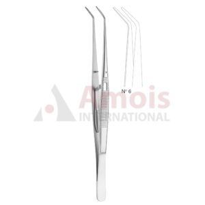 London-College Dental Tweezer No. 6, 15cm (6"), Angled, With Lock