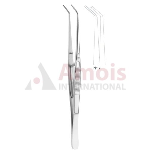 London-College Dental Tweezer No. 7, 15cm (6"), Angled, With Lock