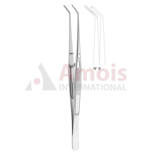 London-College Dental Tweezer No. 8, 15cm (6"), Angled, With Lock