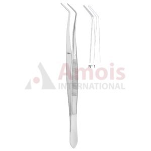 Meriam Dental Tweezer No. 1, 16cm (6 1/4"), Angled, Diamond Coated Jaws