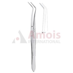 Meriam Dental Tweezer Fig.1, 16cm (6 1/4"), Angled, Smooth Handle With Recess