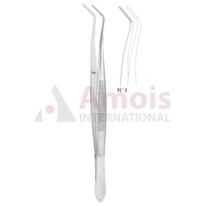 Meriam Dental Tweezer No. 3, 16cm (6 1/4"), Angled, Diamond Coated Jaws