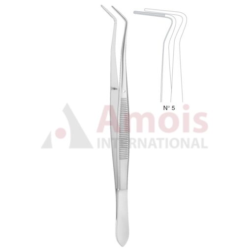 Meriam Dental Tweezer No. 5, 16cm (6 1/4"), Angled, Diamond Coated Jaws