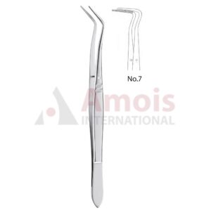 Meriam Dental Tweezer Fig.7, 16cm (6 1/4"), Angled, Smooth Handle With Recess