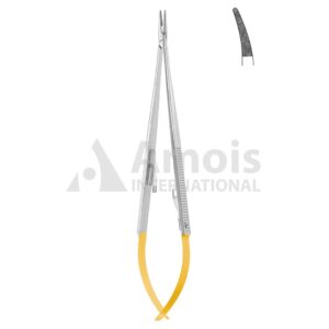 Castroviejo Jacobson Micro Needle Holder Tc With Catch Curved Diamond Coated Jaw