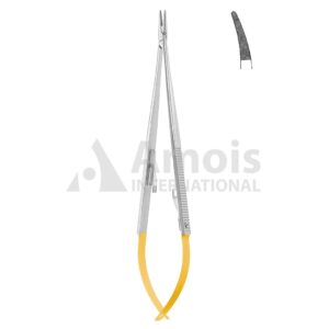 Castroviejo Jacobson Micro Needle Holder Tc With Catch Curved Micro Profile