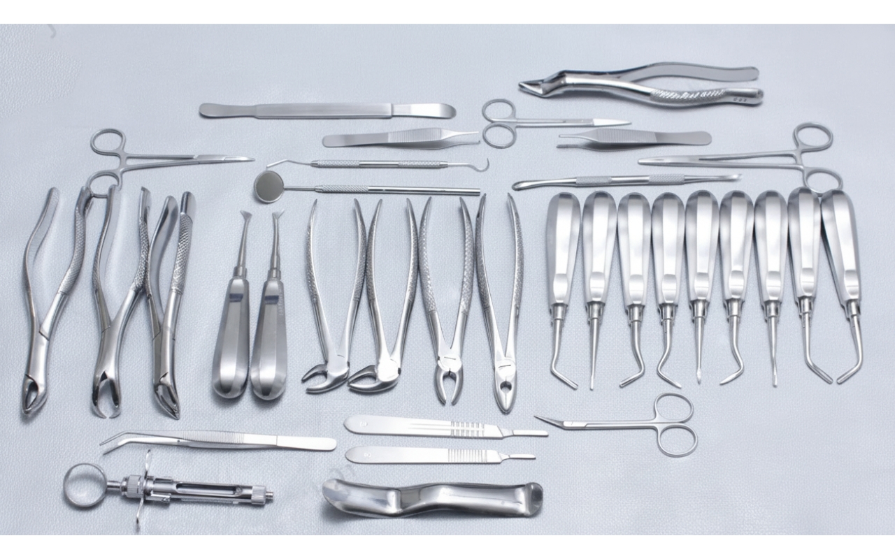 Dental Extraction & Elevators Surgery Kit 34 Pcs with forceps and elevators