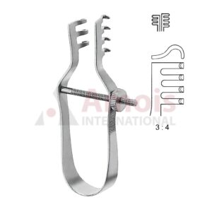 Finsen Self Retaining Retractor Blunt 3x4 Prong With Adjusting Screw