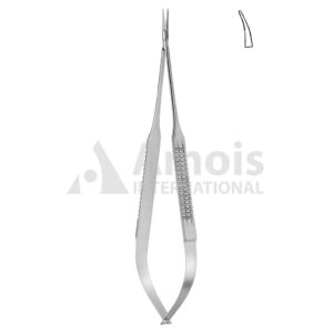 Micro Needle Holder Flat Handle Curved Diamond Coated Jaw 16cm