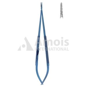Titanium Micro Needle Holder With Catch Straight Diamond Coated Jaw