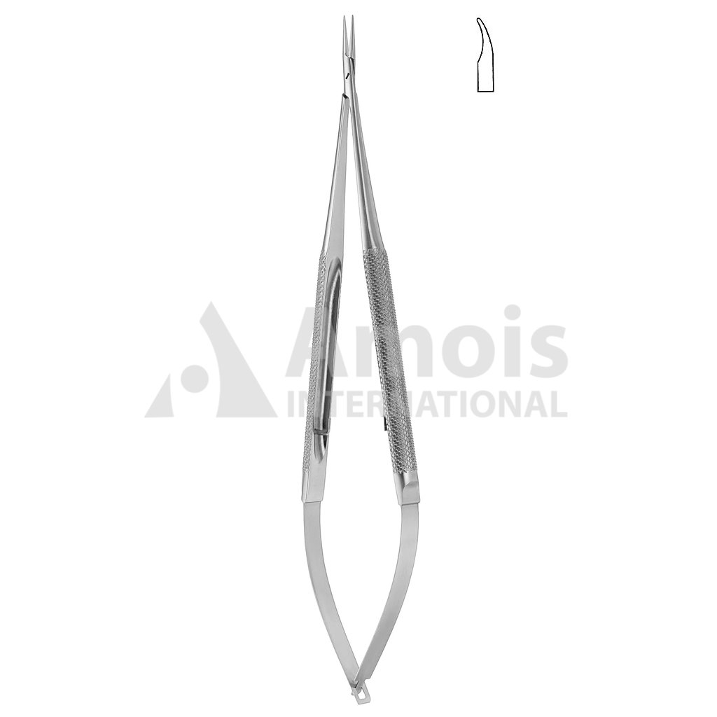 Micro Needle Holder With Catch Angled 12cm