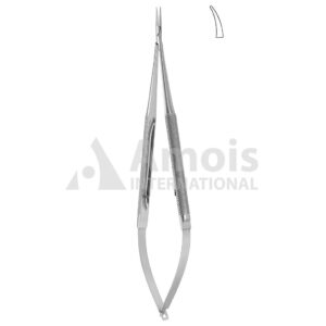 Micro Needle Holder With Catch Curved