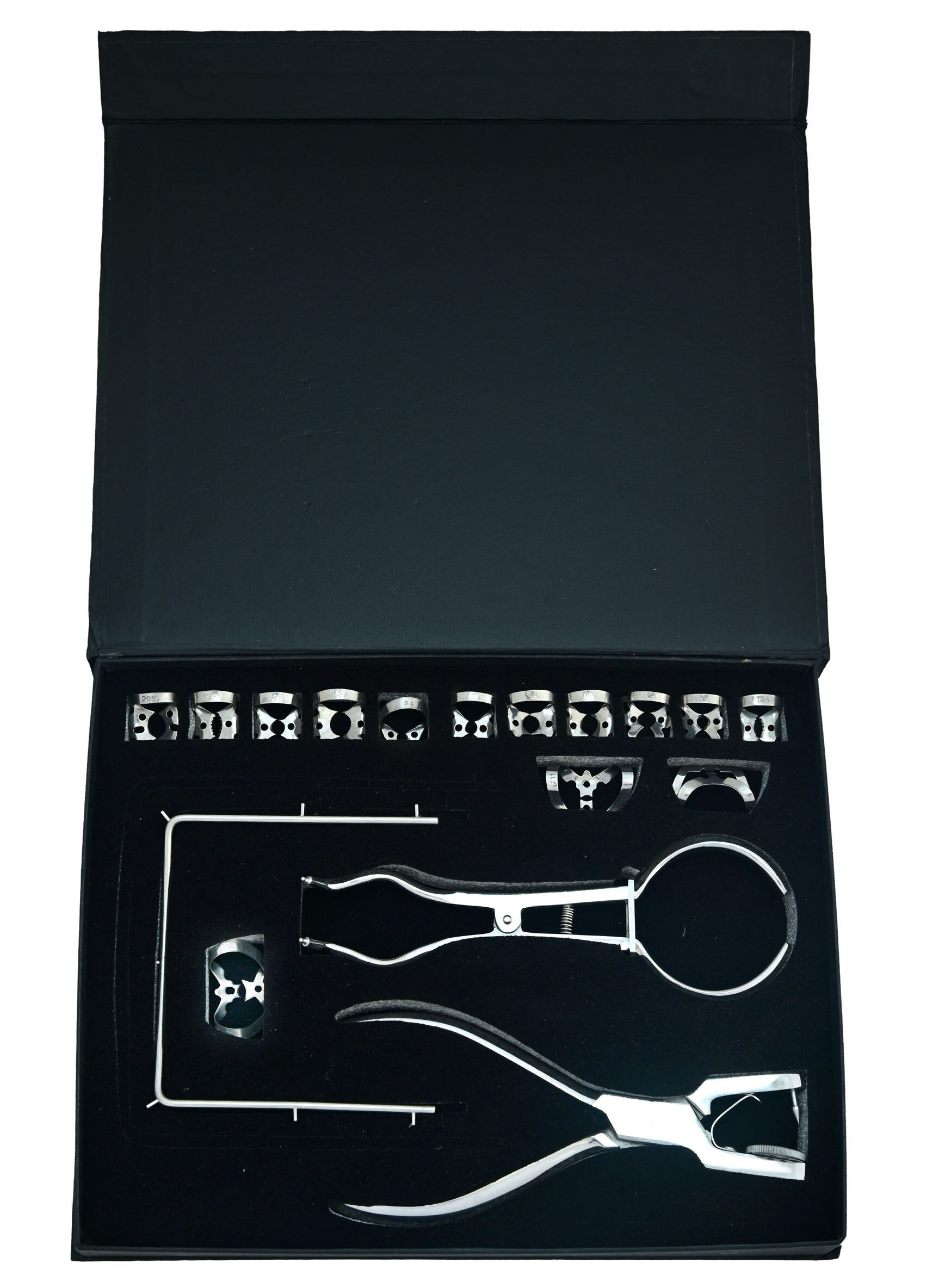 “Dental rubber dam clamps kit with punch and forceps stainless steel instruments”