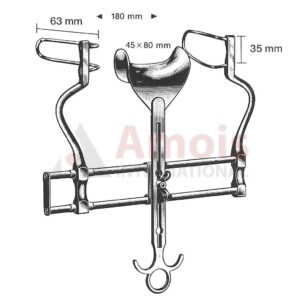 BALFOUR Abdominal Retractor 18cm/7" Lateral Blades 63x35mm, Center Blade 45x80mm, Spreading 180mm