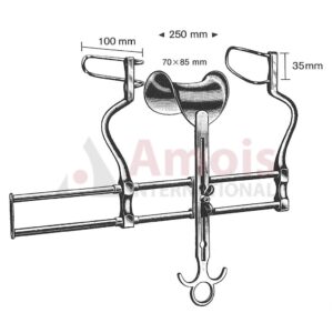 BALFOUR Abdominal Retractor 25cm/9?" Lateral Blades 100x35mm, Center Blade 70x85mm, Spreading 250mm